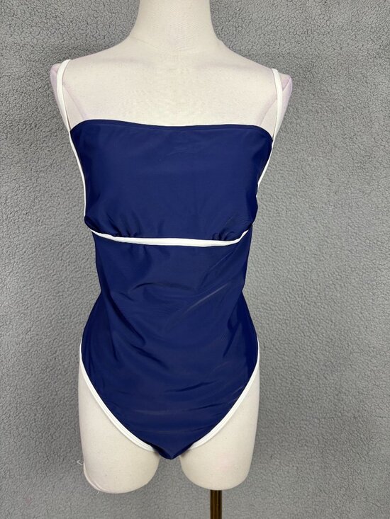 Cupshe Other - Cupshe Women's Navy Blue White Trim One-Piece Swimsuit  Size XL New With Tags.